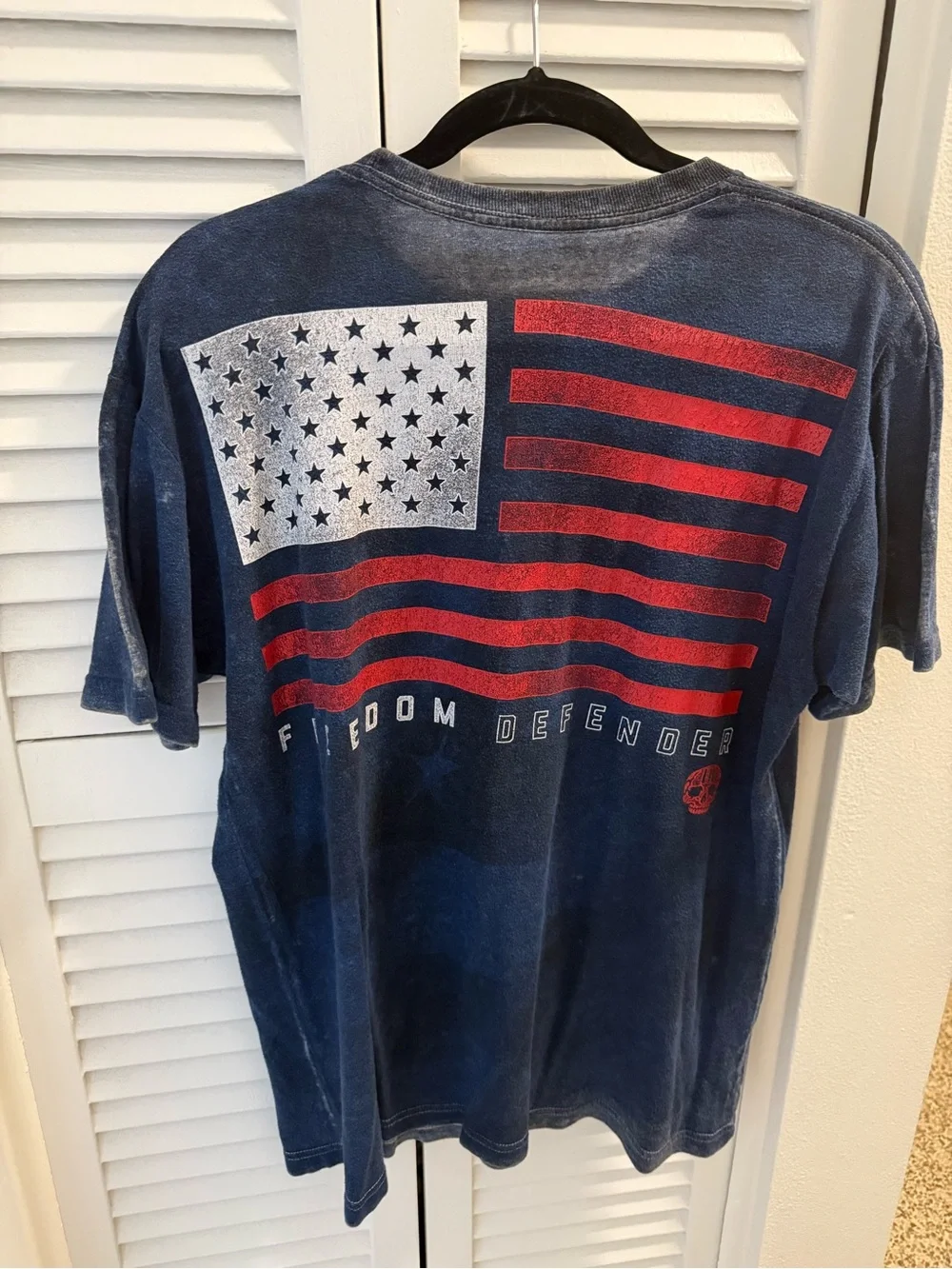 Affliction “Freedom Defender” Graphic T Shirt - Navy with Red & White Print